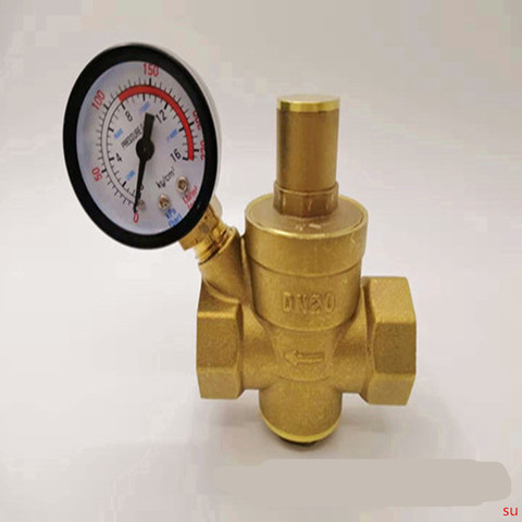 1pc Water Pressure Reducing Valve/DN15/ DN20 /DN25/NPT Brass Regulator Valve With Gauge Meter Adjustable For Home Supply ► Photo 1/4