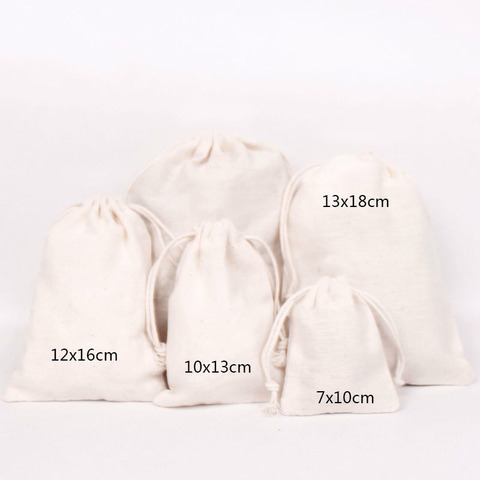 50PCS Cotton Pouch Jewelry Packaging Pure Cotton Drawstring Bag Party Makeup Wedding Storage Gift Cloth Packing Bag Custom Logo ► Photo 1/4