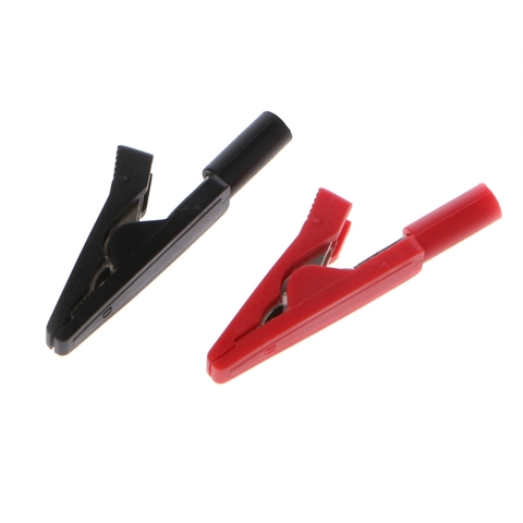 2 Pcs Insulated Alligator Clip 2mm Banana Female Adapter Meter Test Probe Black Red ► Photo 1/1