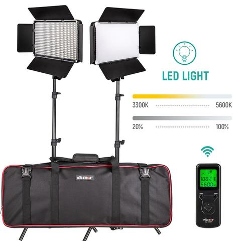 VILTROX VL-D640T LED Video Light Bi-color Dimmable Wireless remote Panel Lighting Kit +75