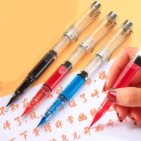 New Transparent  Fountain Pen Signature Fude Soft Nib Spin Brush Calligraphy Color Ink Pens for Writing ► Photo 1/6