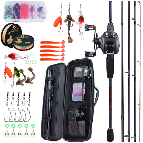 Sougayilang  Fishing 1.8-2.4m Rod Combo Portable 5 Section Carbon Fishing Rod and 6.3:1 Gear Ratio12+1bb Casting Reel Set ► Photo 1/6
