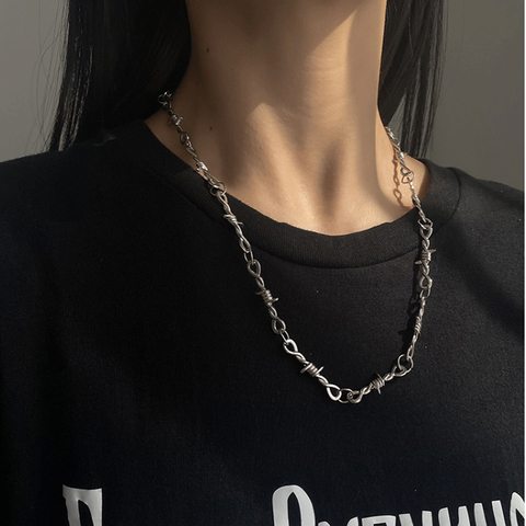 Small wire Brambles Iron thorns Unisex Choker Necklace Women Hip-hop Gothic Punk Style Barbed Wire Little Chain Choker Gifts ► Photo 1/6