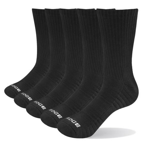 YUEDGE Brand Mens Black Wicking Breathable Cushion Comfort Cotton  Casual Sports  Cycling Crew Socks(5 Pairs/Pack) ► Photo 1/6