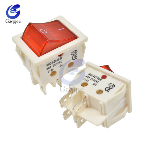 KCD4 125V 2 Files4/ 6 Pins Feets Rocker Switch Power Touch On/off Ship Type Switch with light Power Switch 30A/250V 25*31MM ► Photo 1/6