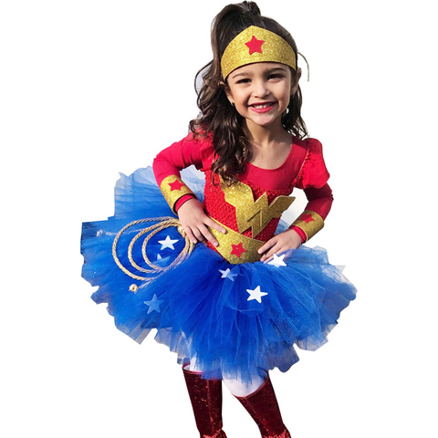 Wonder Woman Costume Kids Wonder Woman Dress Girls Superhero Costume Children Halloween Costume for Kids ► Photo 1/6