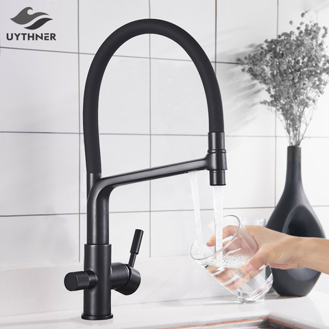 Kitchen Water Filter Faucet Kitchen faucets Dual Spout Filter faucet Mixer 360 Degree Rotation Water Purification Feature Taps ► Photo 1/6