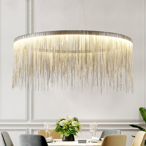 Postmodern Living Room Dining Room Chain LED Chandelier Nordic Creative Cloth Store  Tassel Chain Hanging Light Fixtures ► Photo 1/5