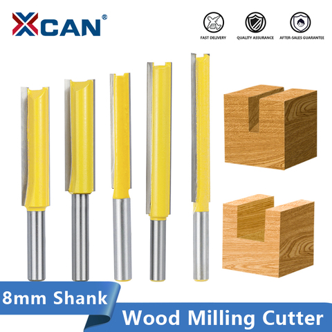 XCAN Flush Trim Router Bit Long 50-76mm Tenon Cutter 8mm Shank Template Pattern Bit Carbide Milling Cutter Wood Router Bits ► Photo 1/6