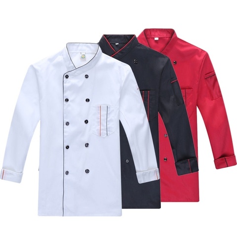 Chef Restaurant Jacket Men Women Long Sleeve Kitchen Cook Coat