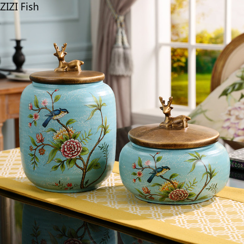 Chinese Creative Ceramics Storage Tea Pot Jar Spice Bottle Home Desktop Candy Jars Storage Box Organizer Modern Home Decor ► Photo 1/6