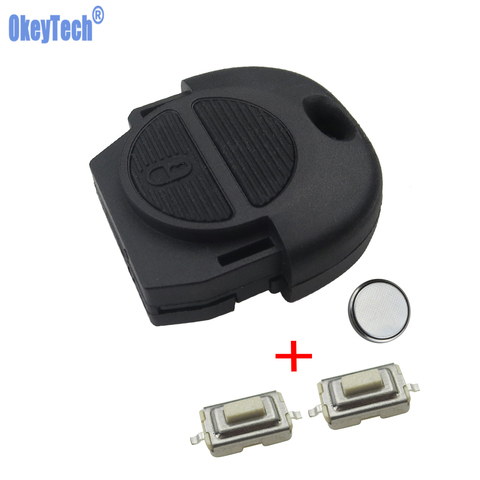 OkeyTech Replacement Remote Key Cover Case FOB 2 Buttons With 2PCS Switches & Battery For Nissan Micra Almera Primera X-Trail ► Photo 1/6