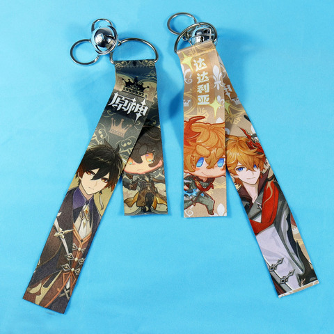 Anime Genshin Impact Zhongli Keychain Cosplay Tartaglia Keqing Keli Diluc Qiqi Cartoon Cute Bag Pendant Fans Trinket Jewelry ► Photo 1/6