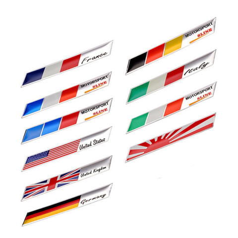 3D Aluminum Car Sticker Flag Badge Emblem American Italy Russia France Germany England UK USA Sweden Sline Motorcycle Decal ► Photo 1/6