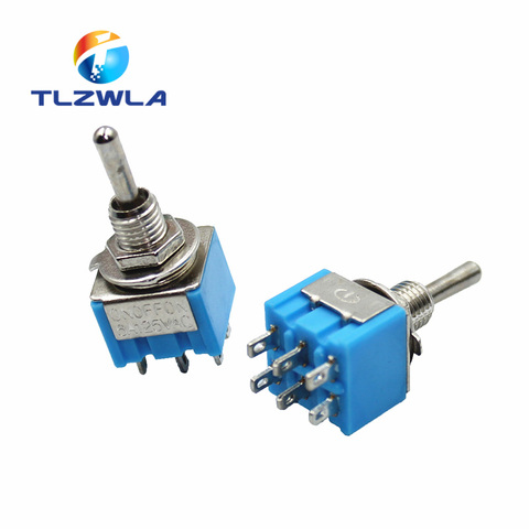 100pcs Blue 6-Pin DPDT ON-ON Mini MTS-203 6A125VAC Miniature Toggle Switches Button switch Dialing Single Power switches MTS203 ► Photo 1/1