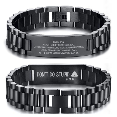 MYLONGINGCHARM Personalized Men Bracelet-free engrave your message-15MM wide  Black Stainless Steel  Men Watch Band Bracelet ► Photo 1/6