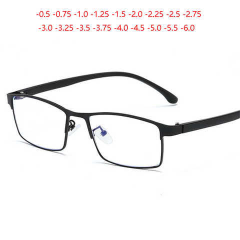 Men's Business 1.56 Aspherical Prescription Eyeglasses Women Retro Metal Square Nearsighted Glasses Diopter 0 -0.5 -0.75 To -6.0 ► Photo 1/6