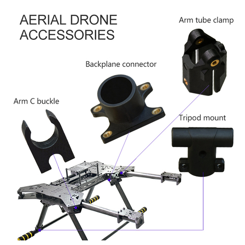 16MM new carbon tube folding positioning seat Assembly / black 16mm turn 12mm to T Type Mount   for Fold Landing Gear ► Photo 1/5