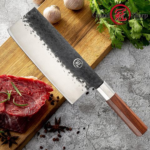 7.5 Inch Handmade Chinese Cleaver High Carbon 4cr13 Steel Cooking Slicing Tools Professional Chef Kitchen Knife Gift GRANDSHARP ► Photo 1/6