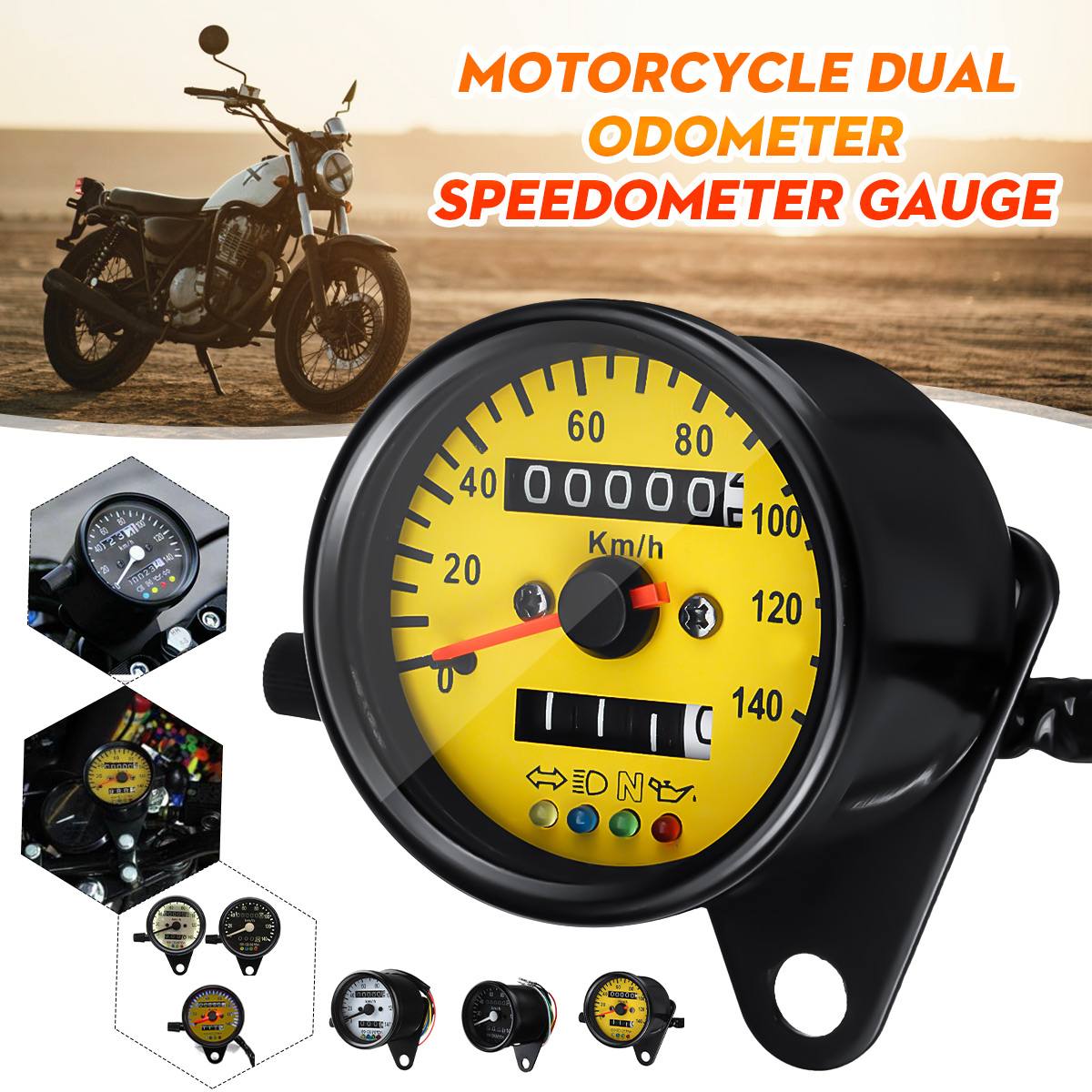LED Backlight Motorcycle Dual Odometer Speedometer Tachometer Gauge For Harley