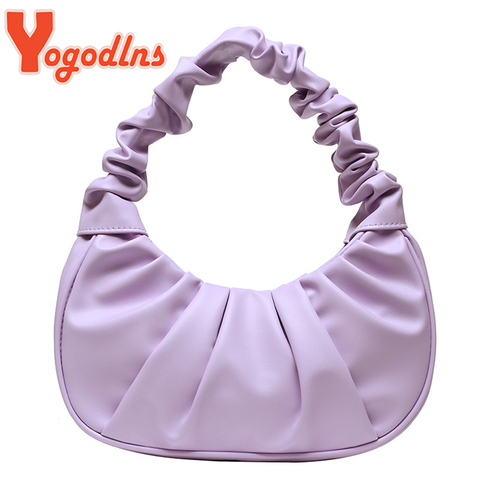 Yogodlns Summer Pleated Handlebags For Women PU Cloud Bags Leisure Armpit Bag Shopping Shoulder Bags Dumpling Handbag Female ► Photo 1/6