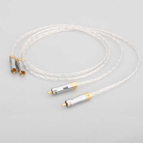 Hifi 8N OCC Copper Silver Plated RCA to RCA Cable RCA plug to rca Male audio Cable ► Photo 1/6