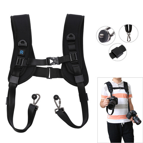 Quick Release Camera Strap Double Shoulder Harness Soft Pad Foam Shoulder Strap Belt for SLR DSLR Digital 2 Cameras ► Photo 1/6