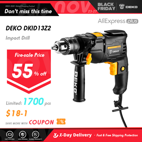 DEKO New DKIDZ Series 220V Impact Drill 2 Functions Electric Rotary Hammer Drill Screwdriver Power Tools Electric Tools ► Photo 1/5