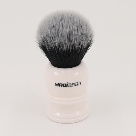 Yaqi Special Offer Defect 30mm Large Size Knot White Resin Handle Synthetic Hair Tuxedo Knot Men Shaving Brush ► Photo 1/1