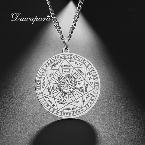 Dawapara 7 Archangels Sigil Charm Necklaces For Men  Archangels Sigil Necklaces Pentacle Magic Amulet Protection Talisman ► Photo 1/6