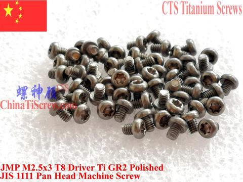 Titanium screws M2.5x3 M2.5x4 M2.5x5 M2.5x6 M2.5x8 M2.5x10 M2.5x12 Pan Head Torx T8 Driver 25 pcs Ti GR2 ► Photo 1/6