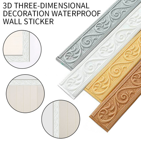 3D Foam Wall Edge Strip Stickers Self Adhesive Waterproof Baseboard Corner Waist Line Sticker Wall Trim Line Skirting Border ► Photo 1/6