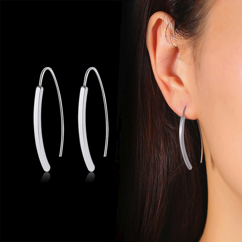 Vnox Simple Line Earrings for Women Minimalist Stainless Steel Lady Earrings ► Photo 1/5