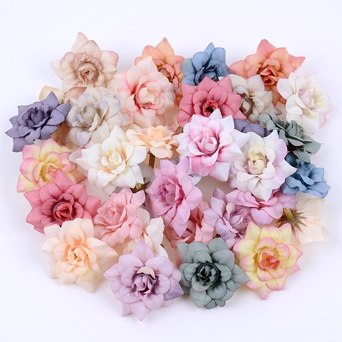 10Pcs 4.5Cm Silk Rose Flower Head Artificial Flower Head Used For Flower Wall Wedding Bridal Accessories Family New Year Decor ► Photo 1/6