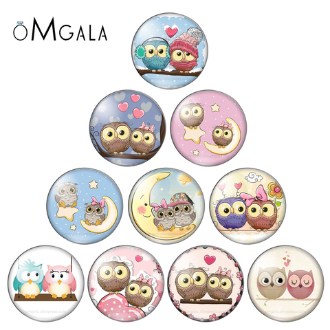 New Lovely Owl 1lot(10pcs) 12mm/16mm/18mm/25mm Round photo glass cabochon demo flat back Making findings For baby darling Gfits ► Photo 1/6