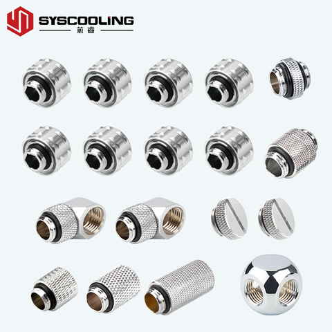 Syscooling DIY hard tube water cooliing fittings kit G1/4 thread accessories copper fitting for PETG tube ► Photo 1/5