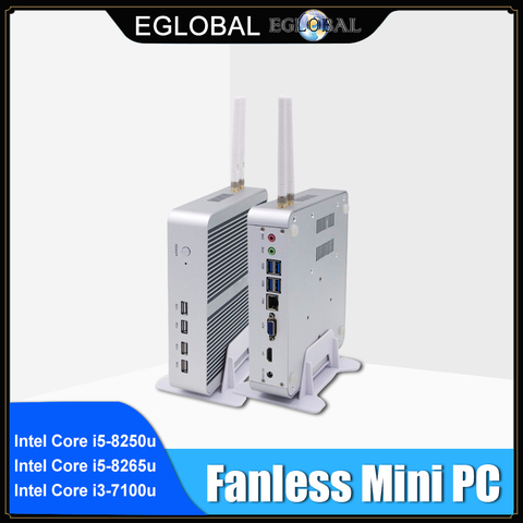 [i7 8565U i5 8265U i3 8145U] Fanless Mini PC Windows 10 Pro Micro Computer 2*DDR4 M.2 NVME SSD TV Box 4K HD HTPC 300M WiFi ► Photo 1/6