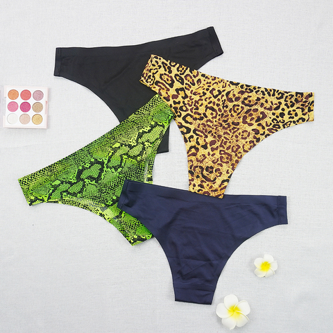 NEW Seamless Underwear Tangas Women Sexy Thong Leopard Snake Pattern G String Ice Sports Fashion Hot  Brazilian Panties ► Photo 1/6