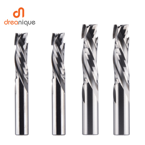 Dreanique Compression Milling Cutter Woodworking Down Cut 3 Flutes Spiral CNC Tool Carbide End Mill Router Bits ► Photo 1/6