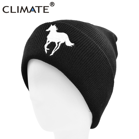 CLIMATE Men's Horse Beanie Hat Horse Winter Hat Men Steed Knight Warm Horse Racing Race Hat Skullies Beanies Knitted Beanie Hat ► Photo 1/6