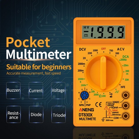 Dt830b Digital Multimeter: 750/1000v Voltmeter Ammeter Ohm Tester