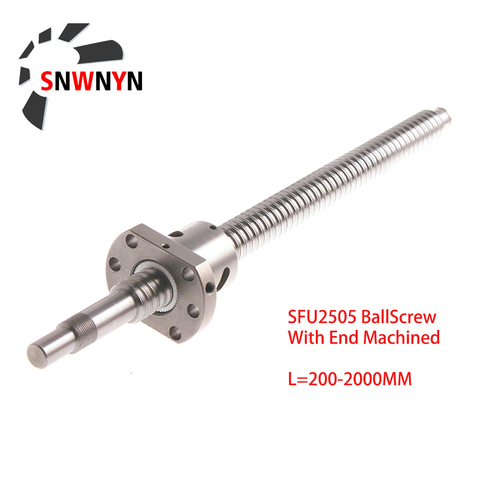 2505 BallScrew SFU2505 300 500 1000 1500 2000mm C7 Ball Screw With 2505 Flange Single Ball Nut BK/BF20 End Machined For CNC Part ► Photo 1/4