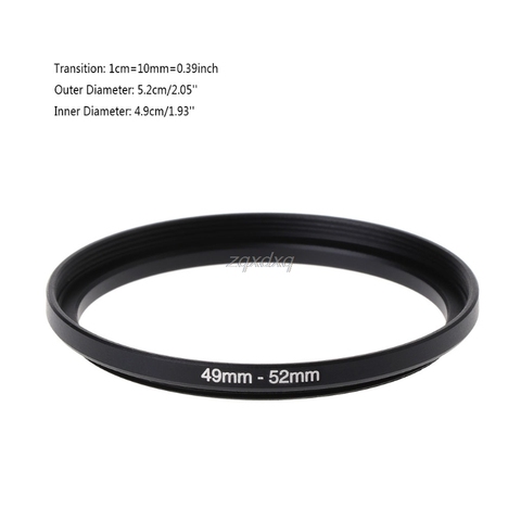 49mm-52mm 49mm To 52mm Step Up Rings Metal Lens Adapter Filter Ring 49-52 Black  O05 dropship ► Photo 1/5