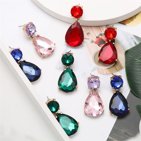 Aretes De Mujer Modernos 2022 Pauli Manfi New Fashion Glass Colored Drop Earrings Women's Personality Pop Party Drop Earrings ► Photo 1/6