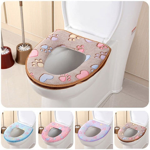 Bathroom Toilet Seat Closestool Washable Warm Soft Warmer Mat Cover Pad Cushion