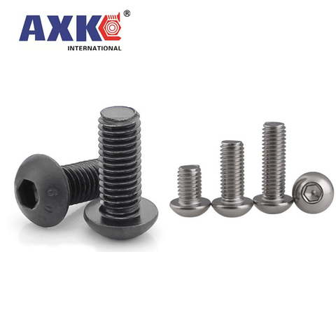 5-50pcs ISO7380 M2 M2.5 M3 M4 M5 M6 M8 304 A2 Round Stainless Steel or Black 10.9 grade Hex Socket Button Head  Allen Bolt Screw ► Photo 1/6