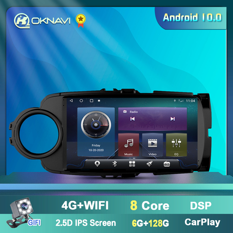 Android 10 Car For Toyota Yaris 2012 2013 20014 2015 2016 2017 GPS Navigation  DSP Carplay 4G WIFI BT 2 Din Radio Player No DVD ► Photo 1/6