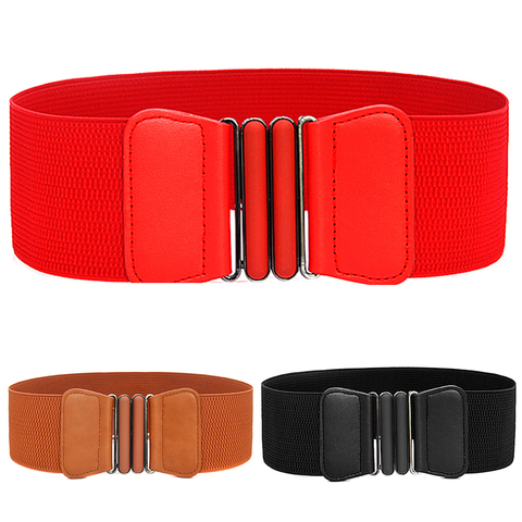 Women Fashion Waist Belts Lady Solid Stretch Elastic Wide Belt Dress Adornment Waistband ► Photo 1/6