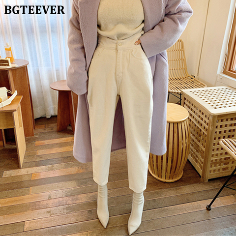 BGTEEVER Women Harem Jeans Pants Fashion High Waist Loose White Denim Jeans Female Buttons Trousers Spring 2022 Streetwear ► Photo 1/6