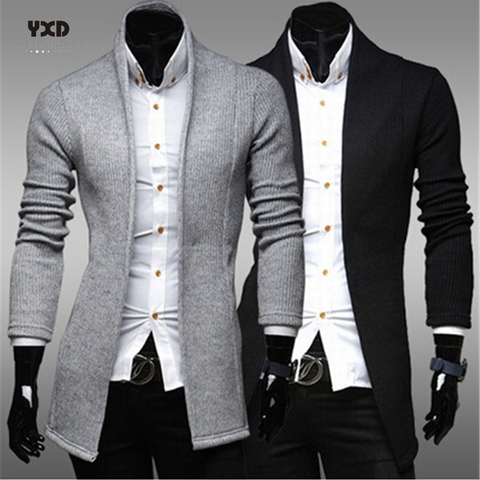 Men's Clothing Casual Man Long Cardigan Sweater Mens Slim Cardigans Knitted Sweaters Striped Mans clothes Men Shawl Collar Tops ► Photo 1/6